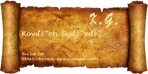 Kovách Győző névjegykártya